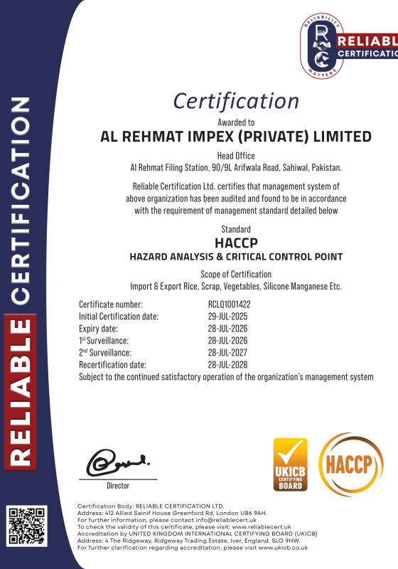AL REHMAT IMPEX (PRIVATE) LIMITED HACCP-1
