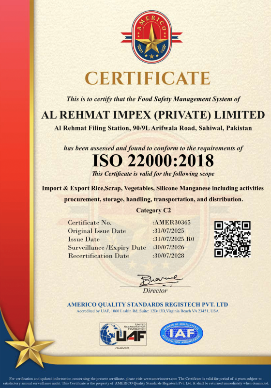 UAF Americo-ISO 22000-AL REHMAT IMPEX (PRIVATE) LIMITED-1